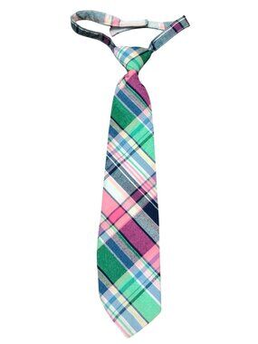 Gymboree Tie Toddler Kids Multicolor Madras Plaid Pre Tied Adjustable Preppy